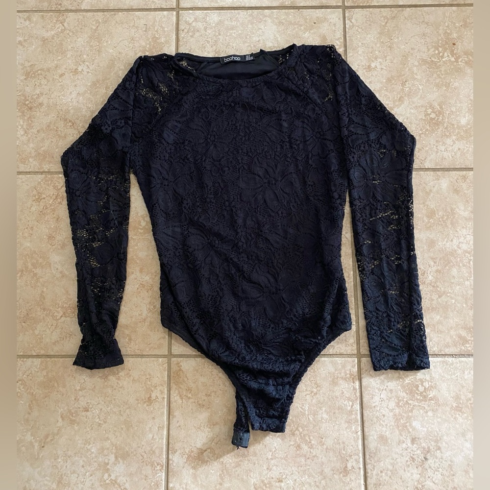 Gently Used Boohoo Black Lace Bodysuit
